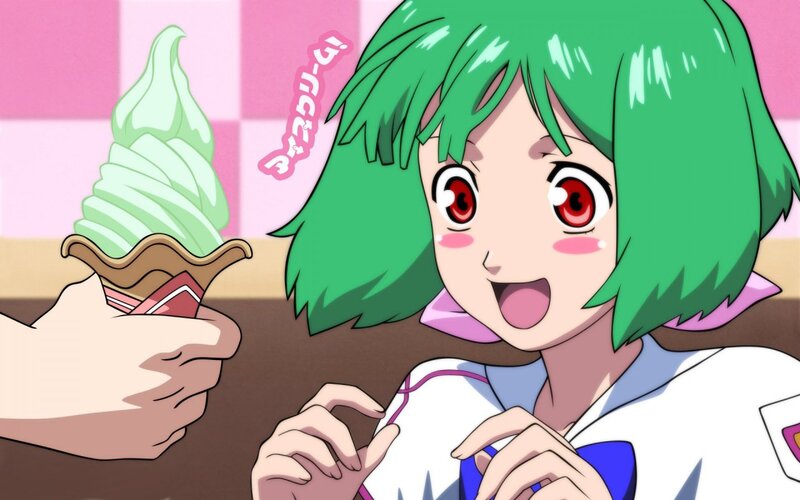 Green-haired Girl with Ice Cream — Green