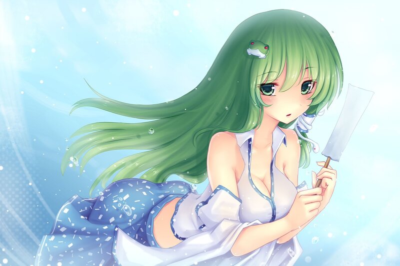 Green-haired girl with knife