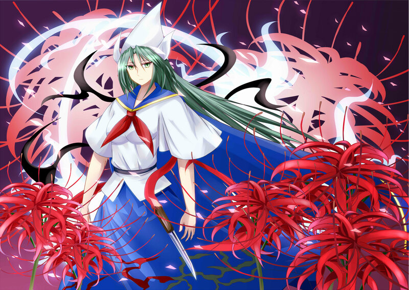 Green-haired Girl with Knife — Blue