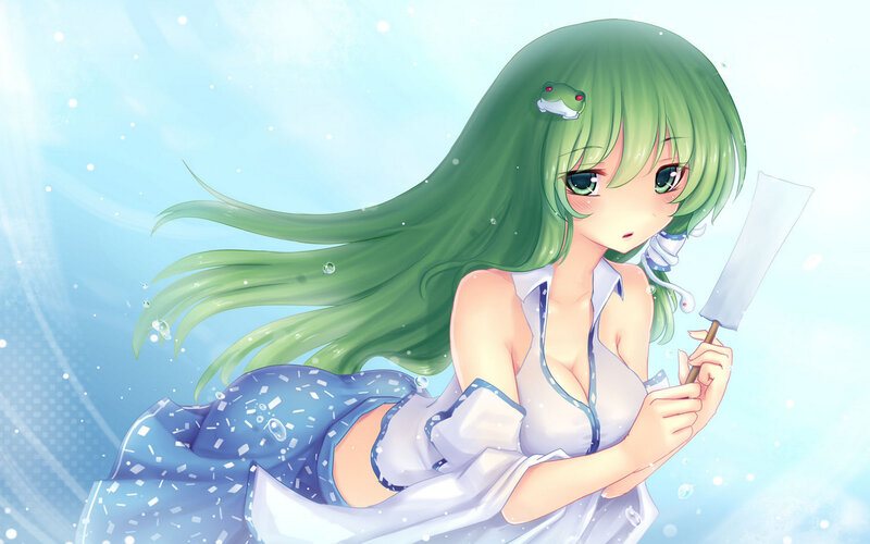 Green-haired Girl with Knife — Green