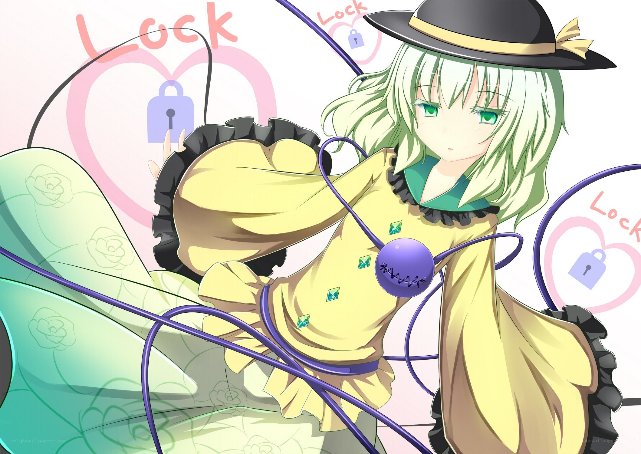 green-haired girl with lock theme