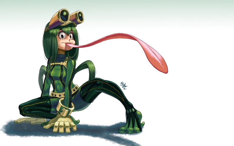 Green-haired Girl with Long Tongue