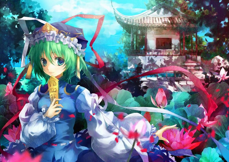 Green-haired Girl with Lotus