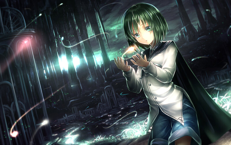 Green-haired Girl with Magic — Green