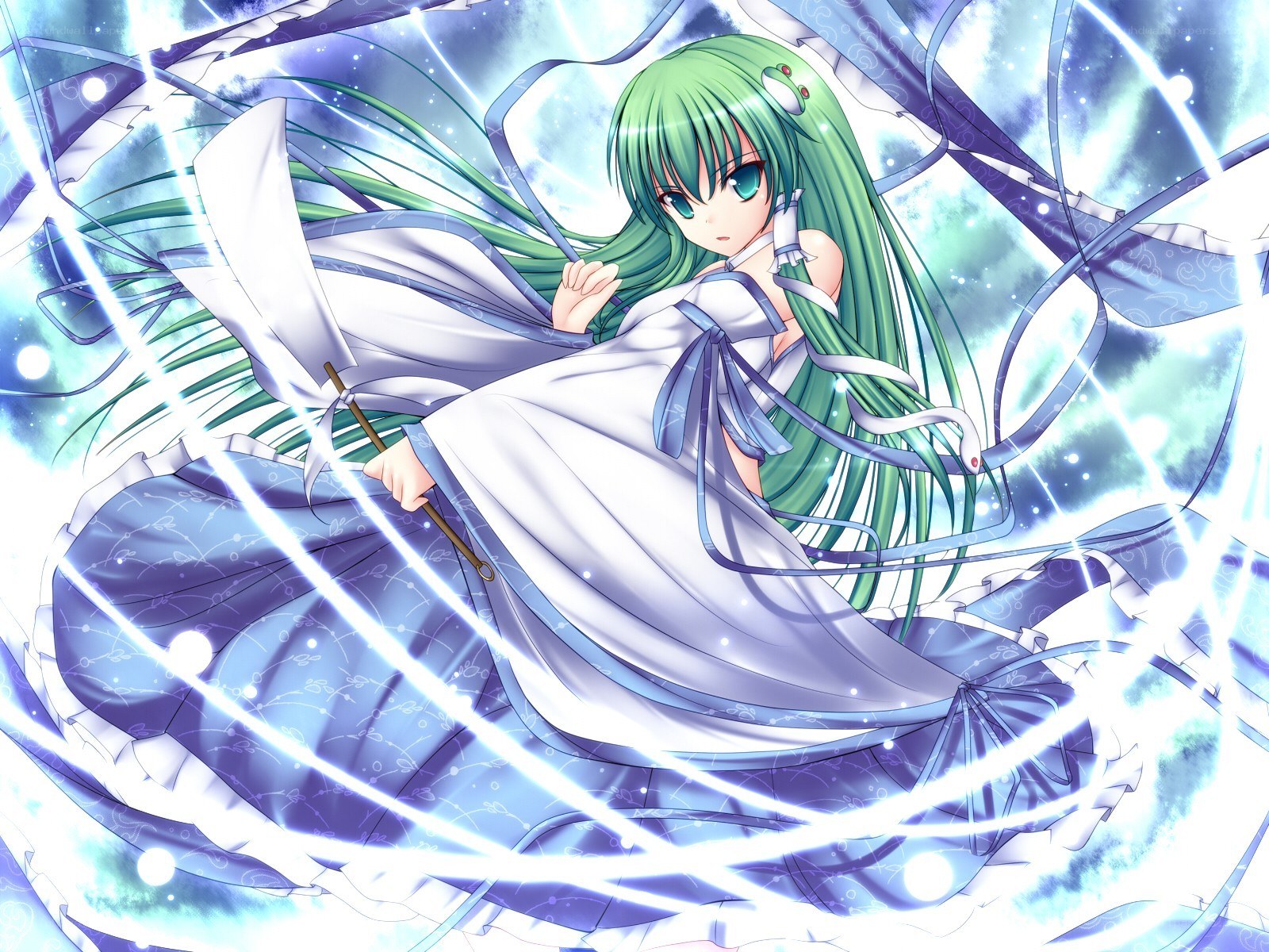 green-haired girl with magic