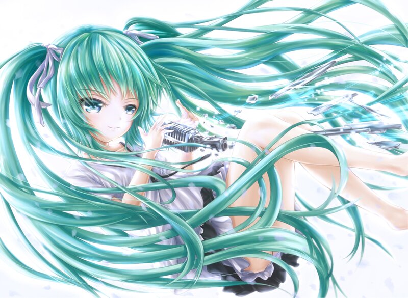 Green-haired Girl with Microphone — Green, Calm