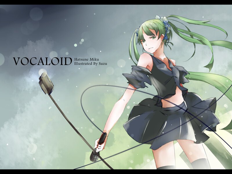 Green-haired Girl with Microphone — Green
