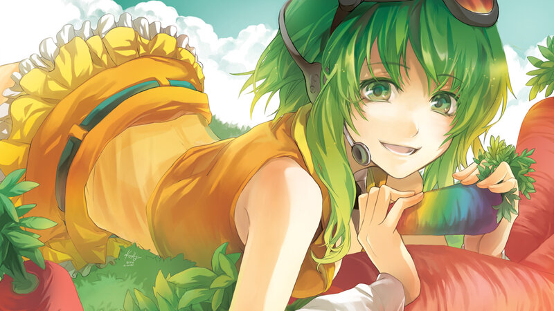 green-haired girl with microphone