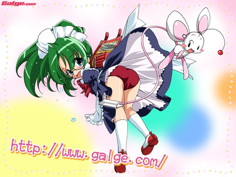 Green-haired Girl with Mouse