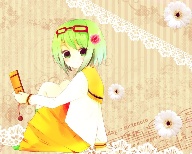 green-haired girl with phone