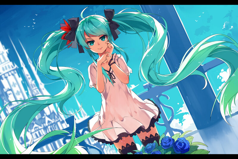 Green-haired Girl with Pigtails
