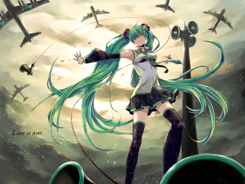 Green-haired Girl with Planes