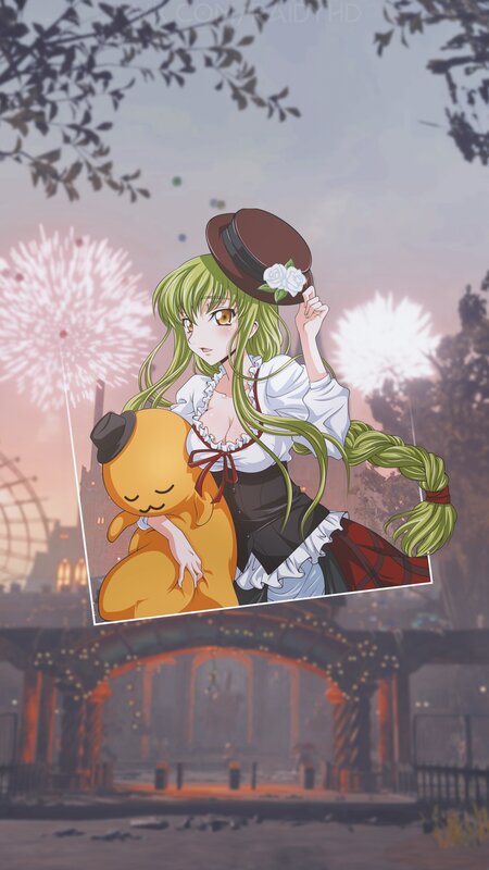 Green-haired Girl with Plush — Green