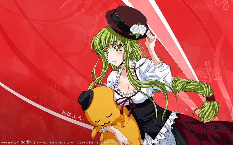 Green-haired Girl with Plush