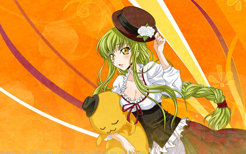 green-haired girl with plush toy