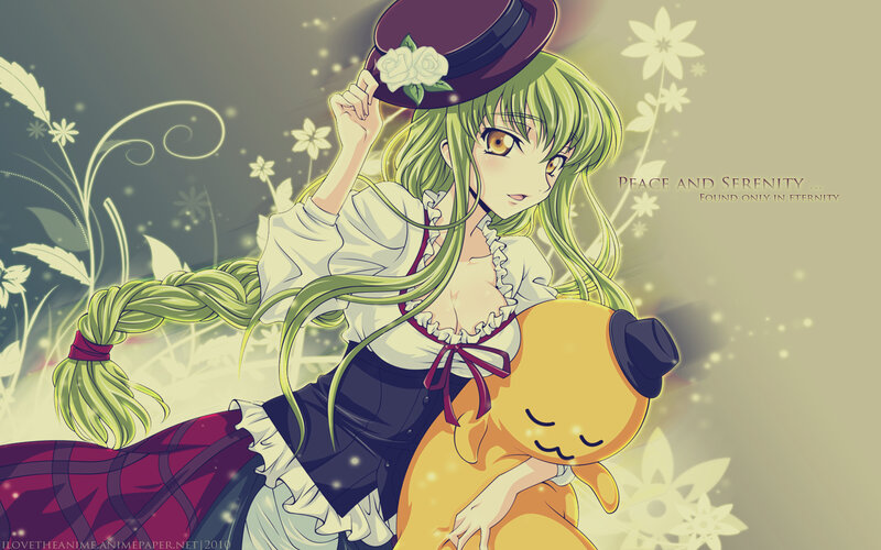 green-haired girl with plush toy