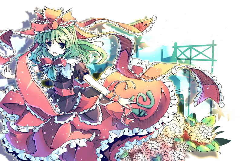 Green-haired Girl with Pumpkin — Red