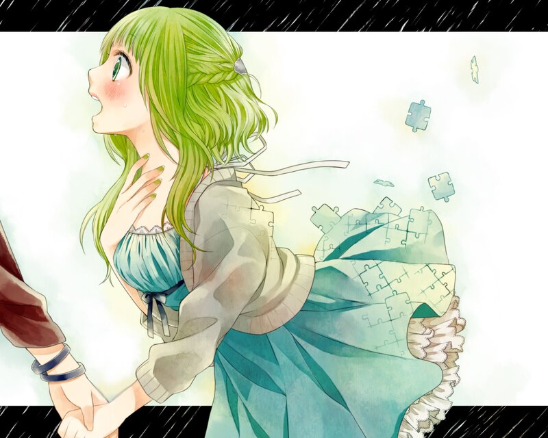 green-haired girl with puzzle pieces