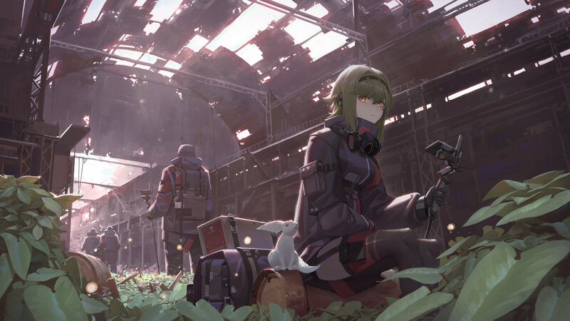 Green-haired Girl with Rabbit — Green