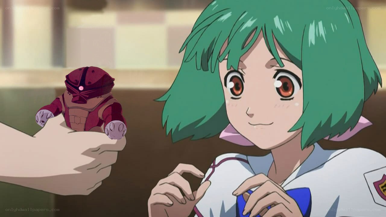 green-haired girl with robot