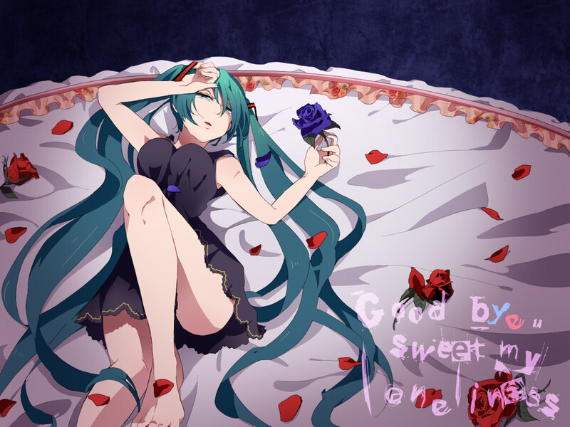 Green-haired Girl with Roses — Blue, Melancholic