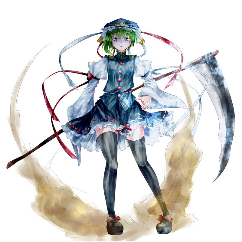 Green-haired girl with scythe