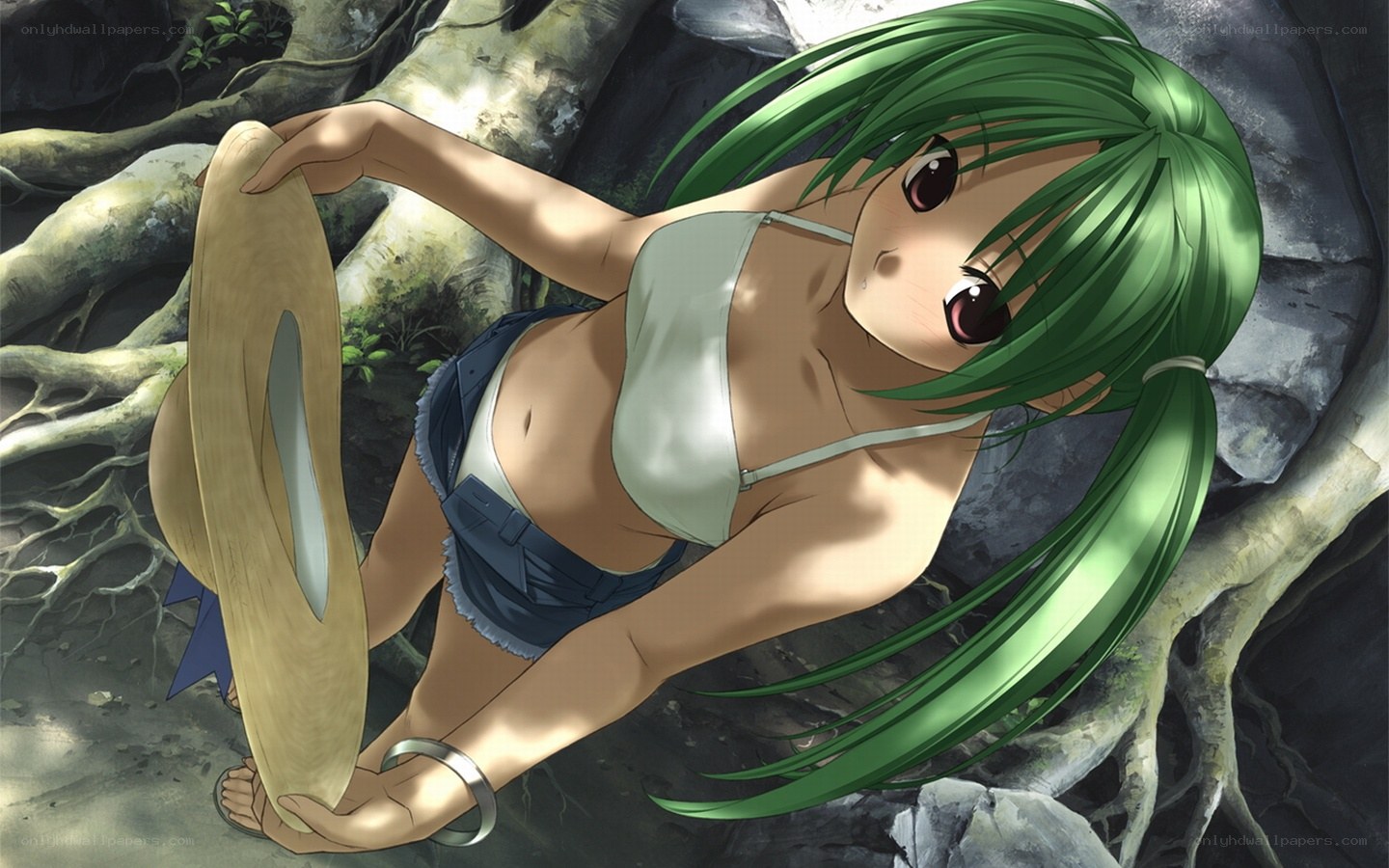 Green-haired girl with shield