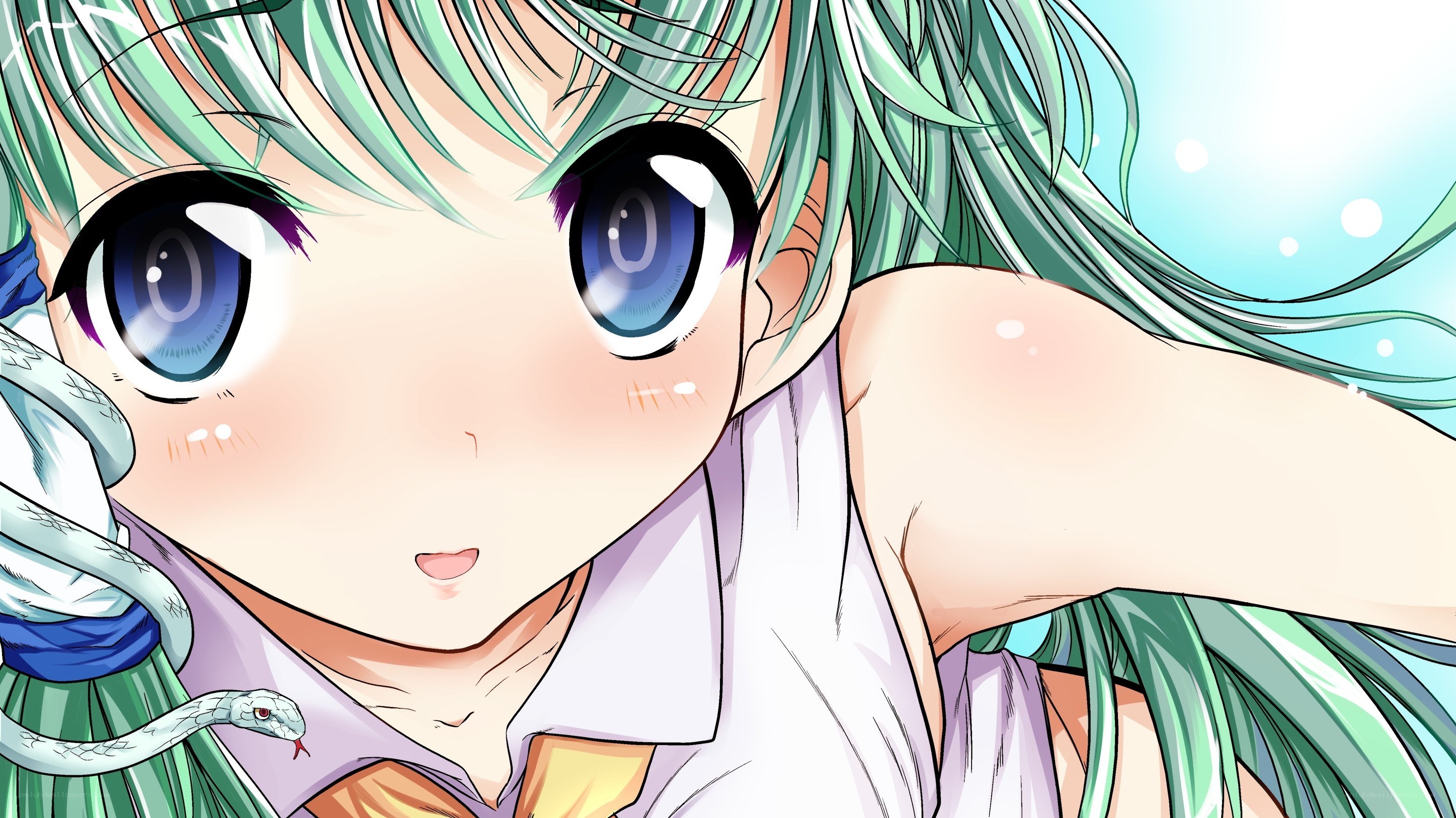 green-haired girl with snake