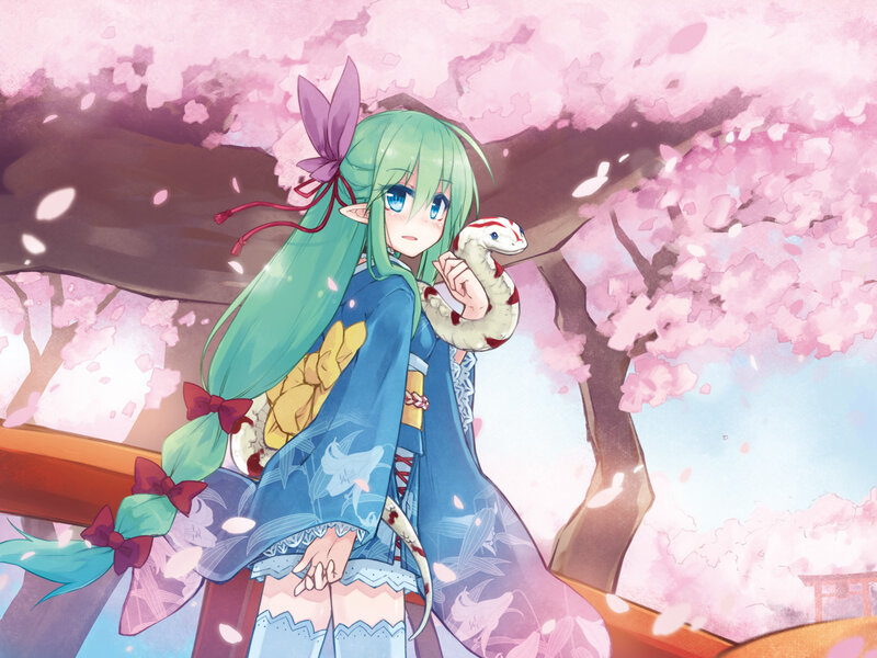 Green-haired Girl with Snake — Pink