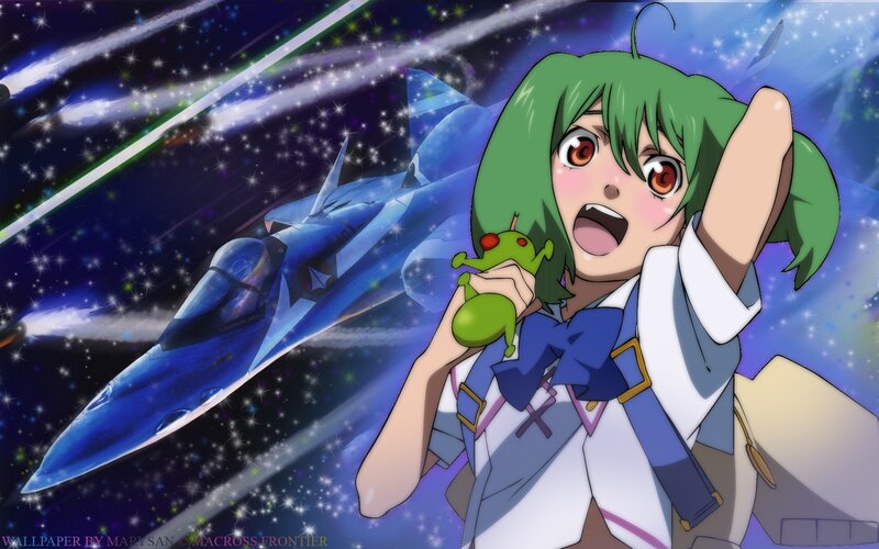 green-haired girl with spaceship