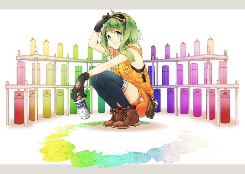 Green-haired Girl with Spray Cans