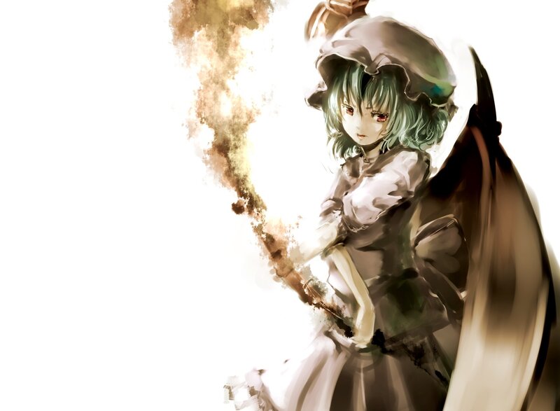 green-haired girl with staff
