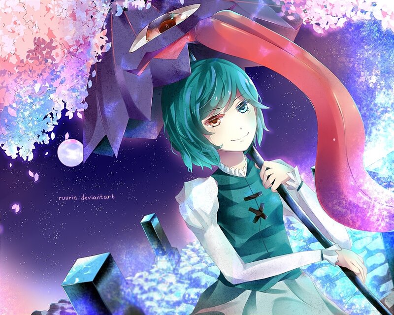 Green-haired Girl with Staff — Purple