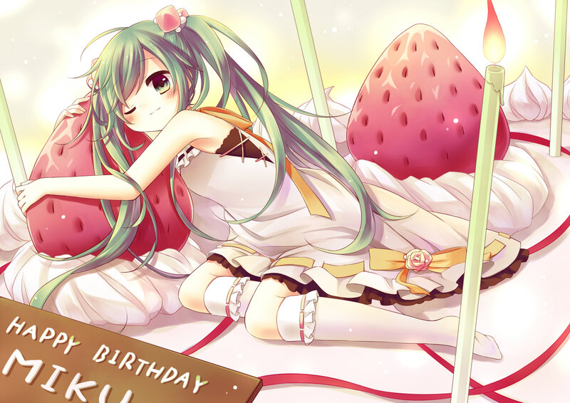 Green-haired Girl with Strawberries — White