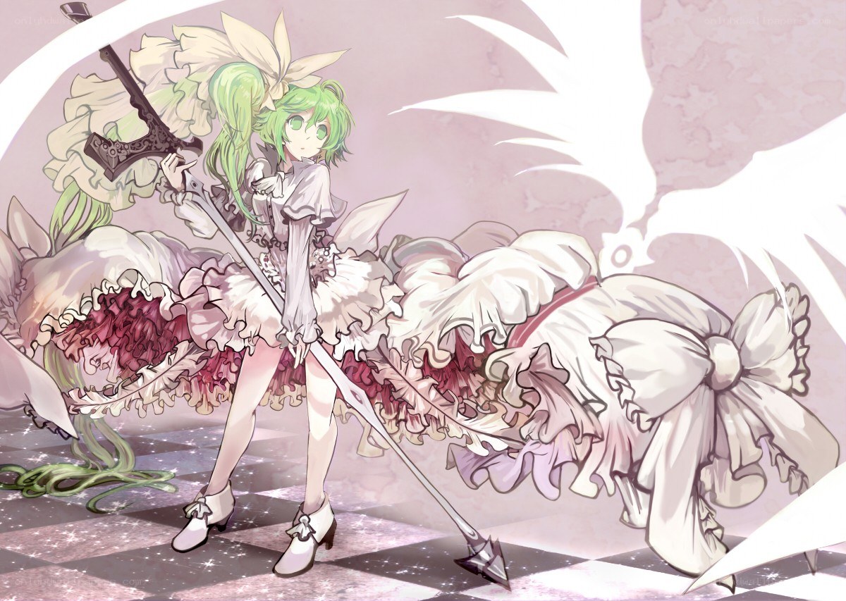 green-haired girl with sword