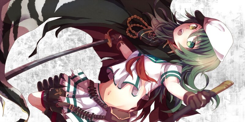 Green-haired Girl with Sword — Green, Dynamic
