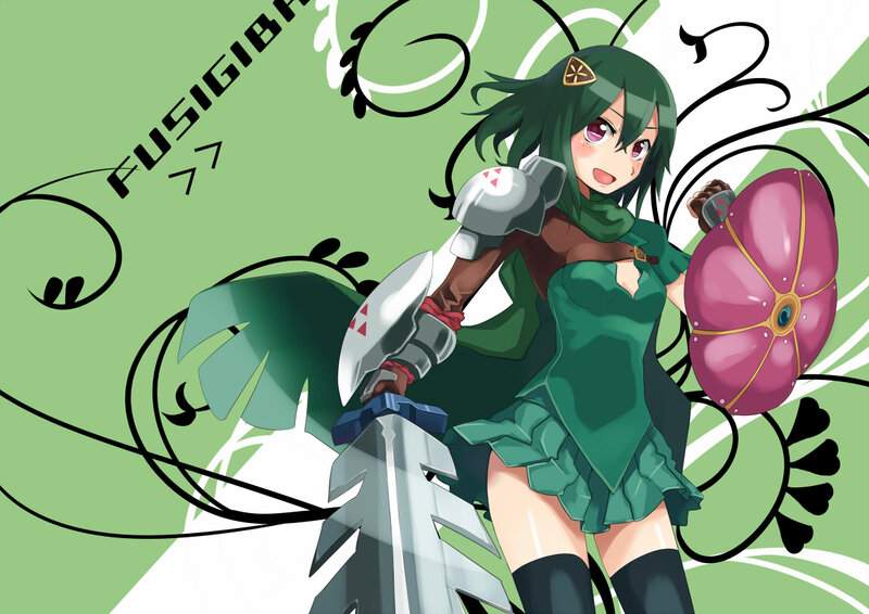 Green-haired Girl with Sword — Green, Energetic