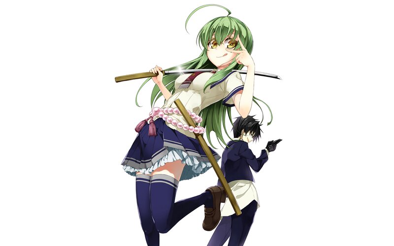 Green-haired Girl with Sword — Green, Playful