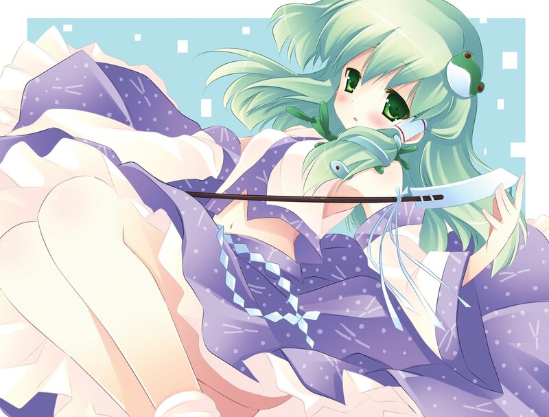Green-haired Girl with Sword — Purple, Calm
