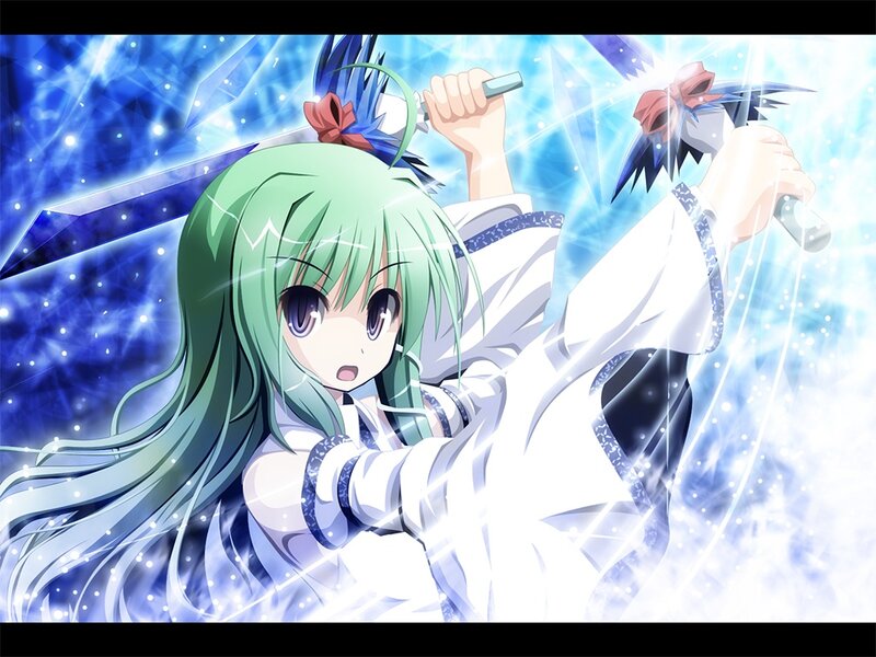 Green-haired Girl with Swords