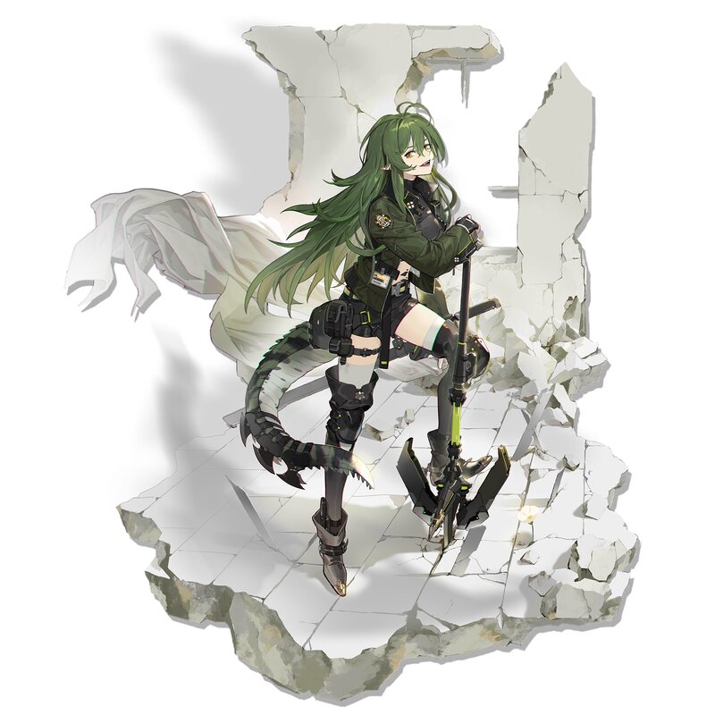 Green-haired Girl with Tail — Green