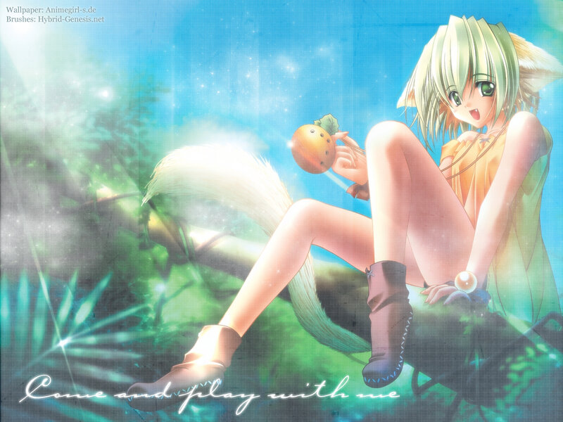 Green-haired Girl with Tail