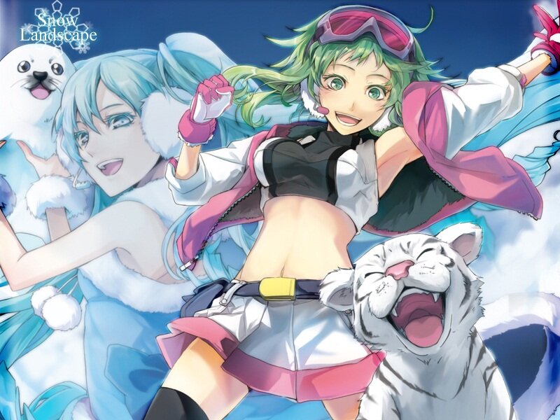 Green-haired Girl with Tiger