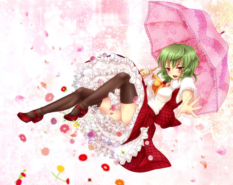 Green-haired Girl with Umbrella — Pink