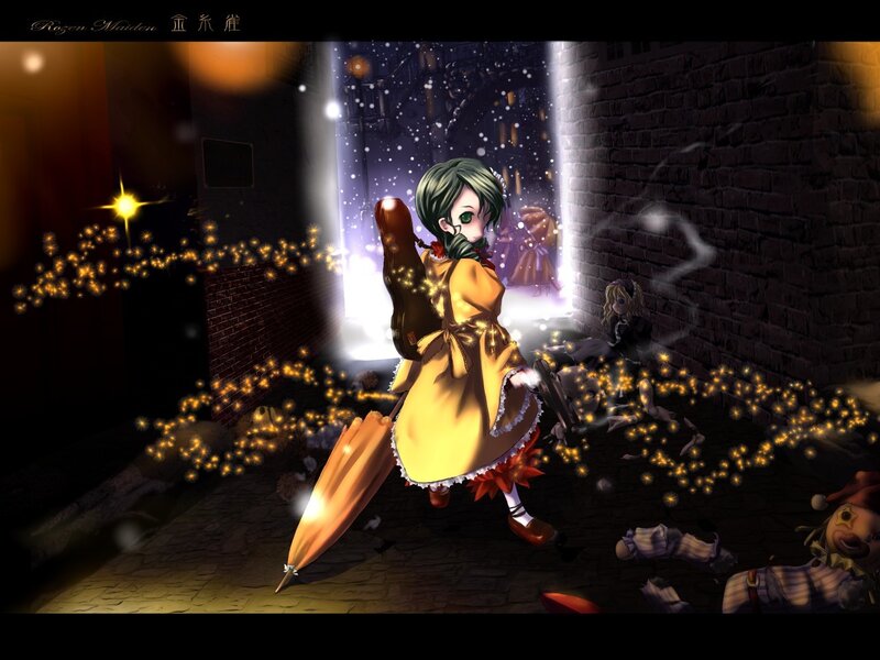 Green-haired Girl with Umbrella — Yellow