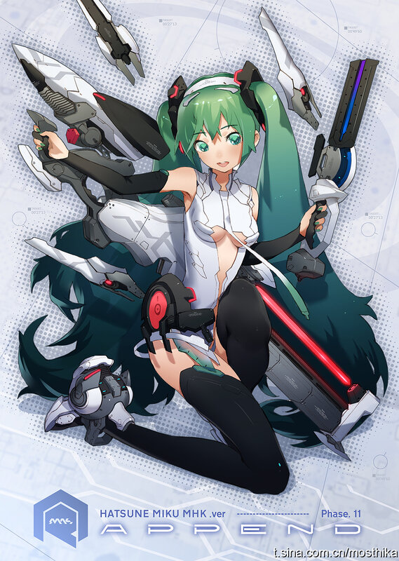 Green-haired Girl with Weapons