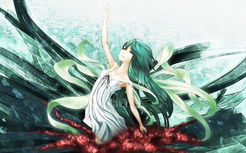 green-haired girl with wings