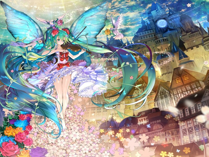 Green-haired Girl with Wings — Blue, Fantastical