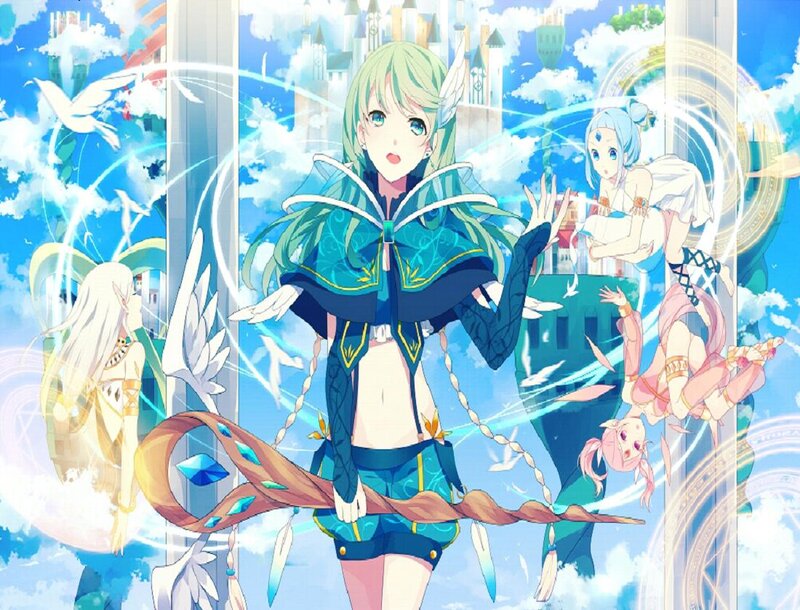 Green-haired Girl with Wings — Blue, Fantasy