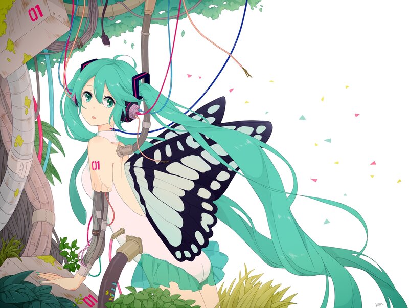 Green-haired Girl with Wings — Cyan
